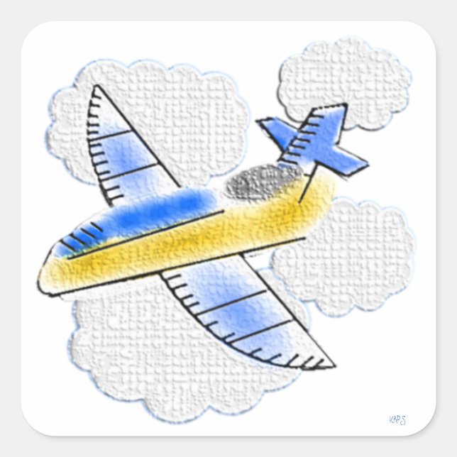 Textured Aeroplane in the Sky Square Sticker (Front)