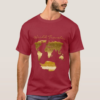 Textured and Metal-effect World Map w Antarctica T-Shirt