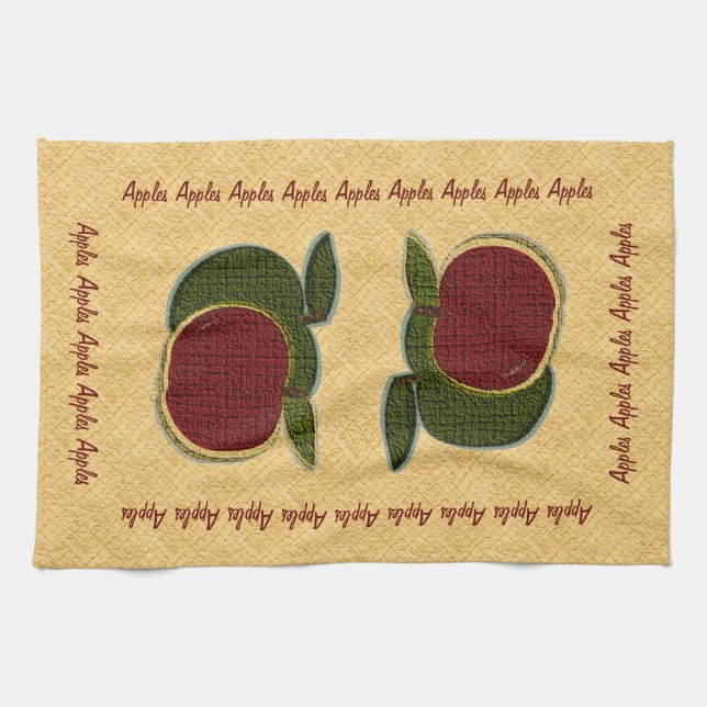 Textured  Apples (gold) Tea Towel (Horizontal)