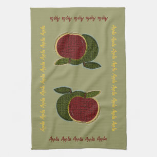 Textured Apples (sage) Tea Towel
