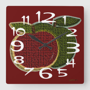 Textured Apples Square Wall Clock