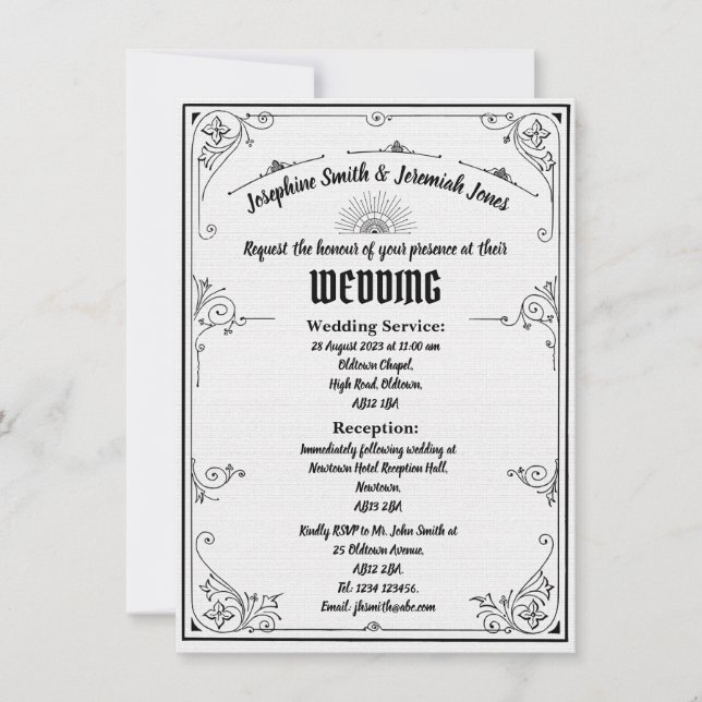 Textured Art Deco Wedding e Card Invitation (Front)