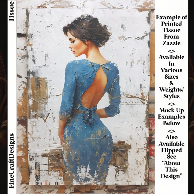 Textured Art, Elegant Lady in Blue EL4L Decoupage Tissue Paper (Creator Uploaded)