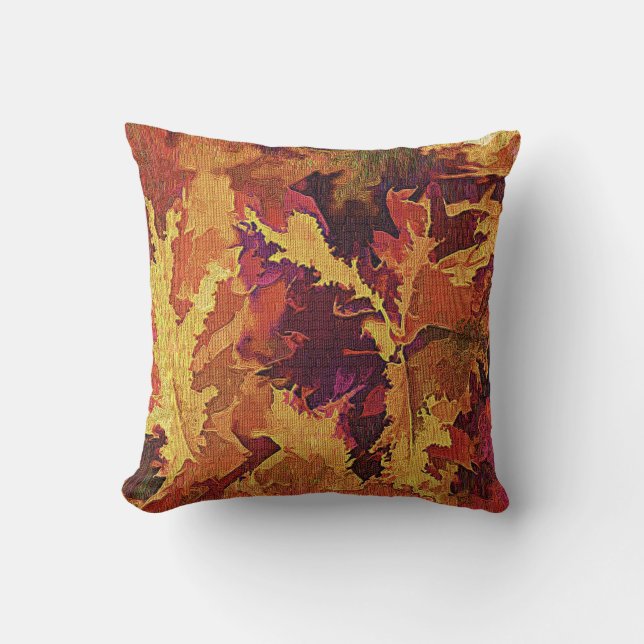 Textured Autumn Leaves Abstract Cushion (Front)