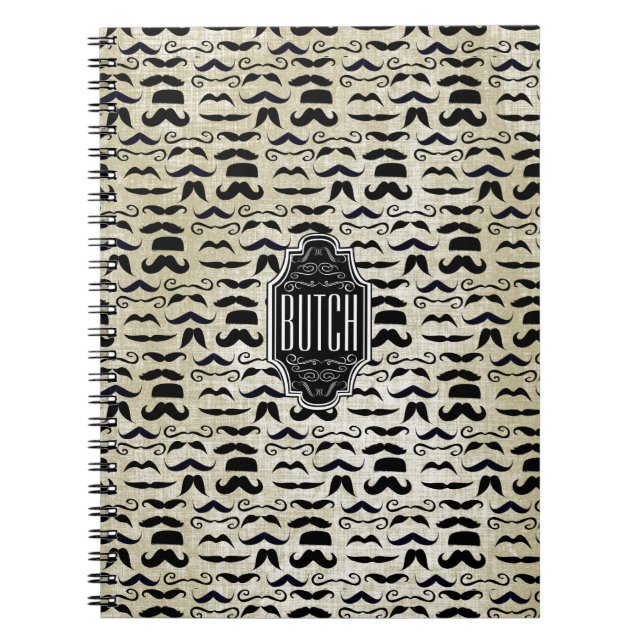 Textured Background Chalkboard Mustache Pattern Notebook (Front)
