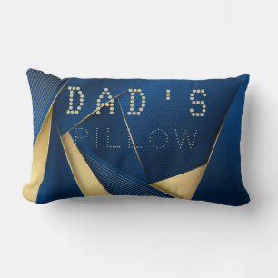 Textured Background Stripes Curves Blue and Gold Lumbar Cushion