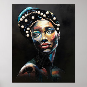 Textured Beauty: An Abstract Beaded Portrait Poster
