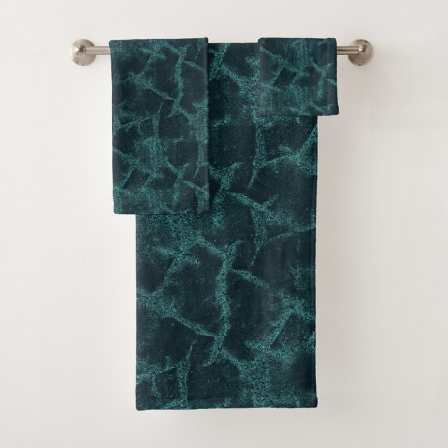 Textured black and turquoise  bath towel set (Insitu)