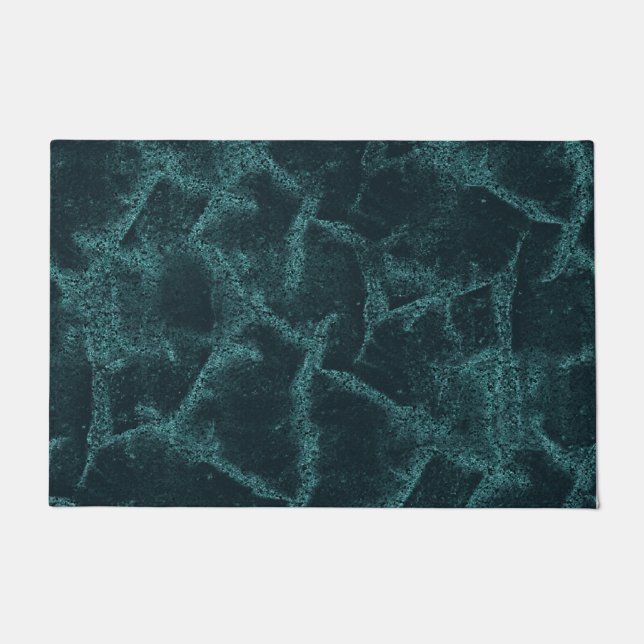 Textured black and turquoise  doormat (Front)