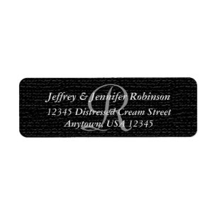 Textured Black Elegant Monogram Return Address Return Address Label
