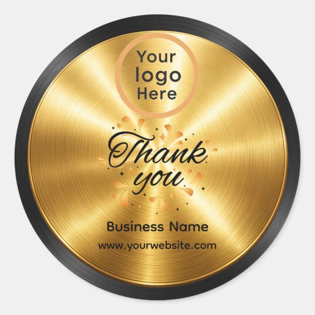 Textured Black Gold  Classic Round Sticker (Front)