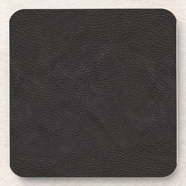 Textured Black Leather Coaster (Front)