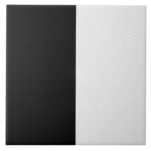 Textured Black White Two Colour Half Stripes Ceramic Tile (Front)