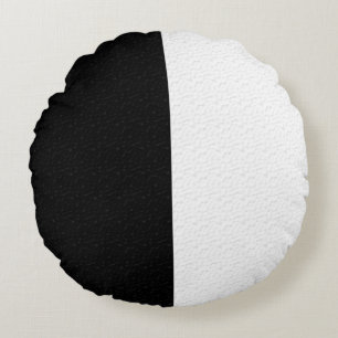 Textured Black White Two Colour Half Stripes Round Cushion