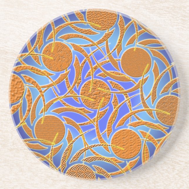 Textured blue and orange stone coaster (Front)