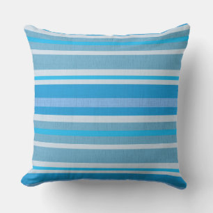 TEXTURED BLUE COTTON STRIPES throw cushion