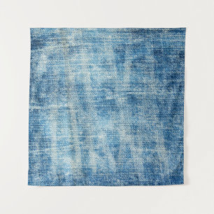 Textured Blue Denim Close-Up Tapestry