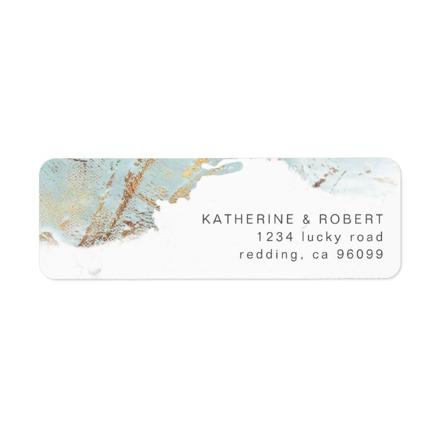 textured blue gold elegant wedding Address Return Label (Front)