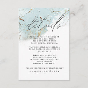 textured blue gold faux foil Details Enclosure Card