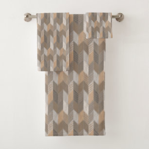Textured Blue, Yellow, Olive Chevron. Bath Towel Set