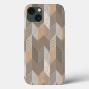 Textured Blue, Yellow, Olive Chevron. iPhone 13 Case