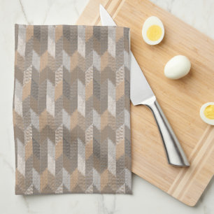 Textured Blue, Yellow, Olive Chevron. Tea Towel