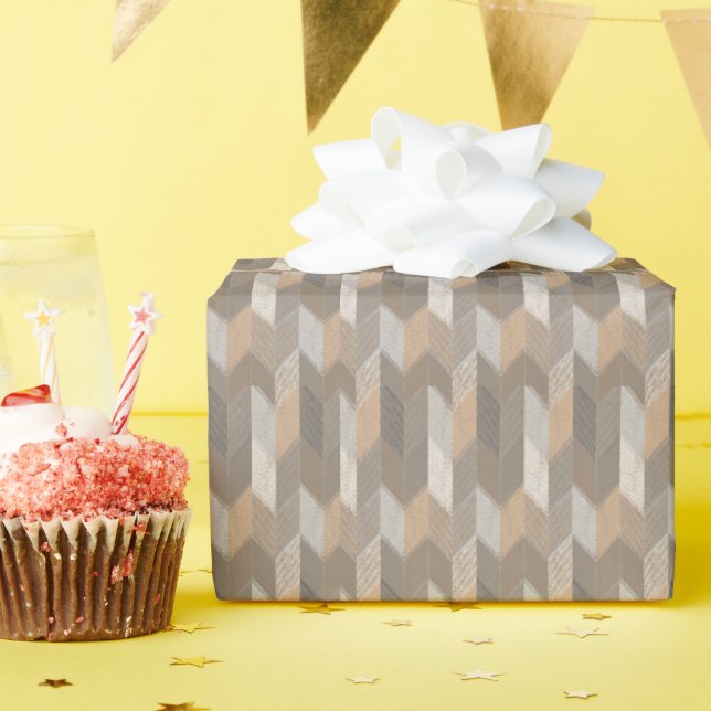 Textured Blue, Yellow, Olive Chevron. Wrapping Paper (Birthday Party)