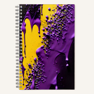 Textured Blue Yellow Red Purple Fun Paint Beaded Notebook
