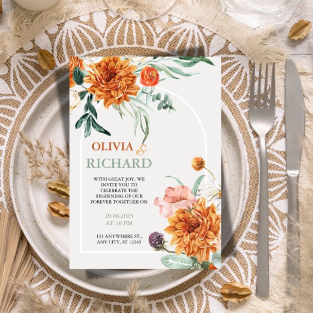 Textured Boho Pampas Grass Wedding Invitation (Creator Uploaded)