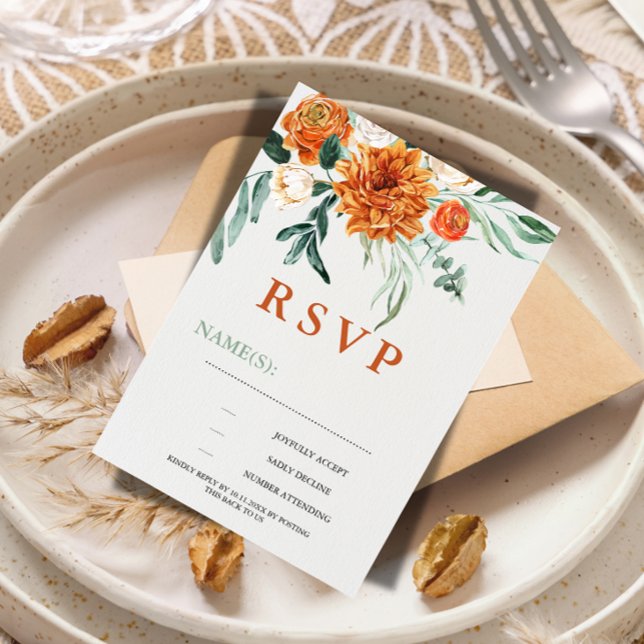 Textured Boho Pampas Grass Wedding RSVP Card (Creator Uploaded)