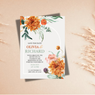 Textured Boho Pampas Grass Wedding Save the Date 