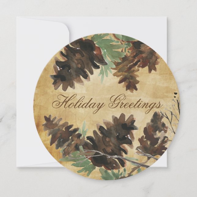 Textured Brown Pine Cones Christmas Greeting Card (Front)