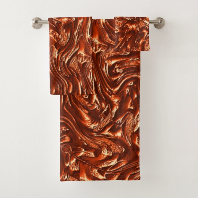 Textured brown terracotta bath towel set (Insitu)