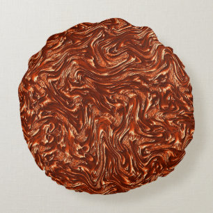 Textured brown terracotta round cushion