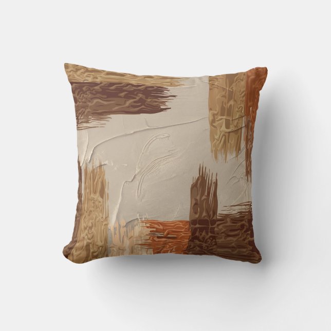Textured Brush Strokes Warm Neutrals Throw Pillow (Front)
