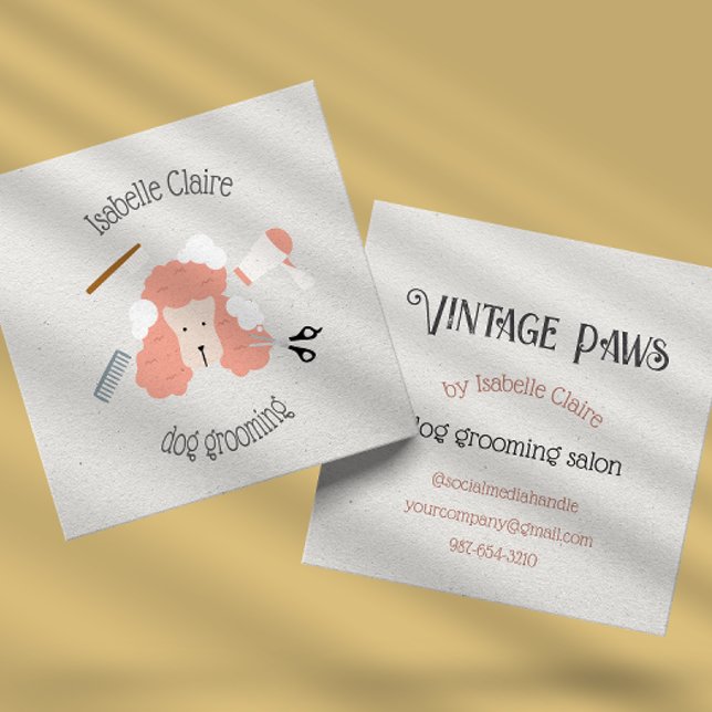 Textured Business Card Vintage Retro Dog Grooming (Creator Uploaded)