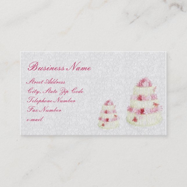 Textured Cake with Pink Text Business Card (Front)