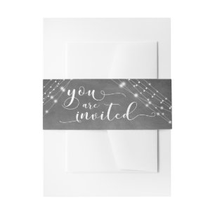Textured Chalkboard & Lights "You are Invited" Invitation Belly Band