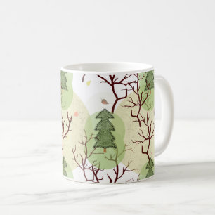 Textured Christmas trees and dried trees. Coffee Mug