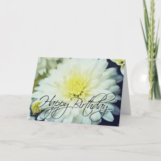 Textured Chrysanthemum Happy Birthday Card (Front)