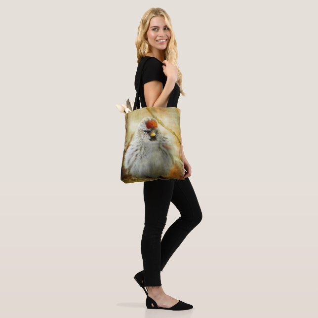 Textured Common Redpoll Songbird Tote Bag (On Model)