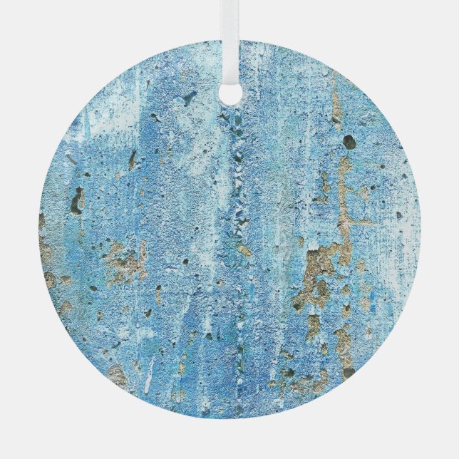 Textured concrete wall, rust stains. glass tree decoration (Front)