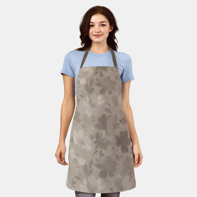 Textured Contemporary Flower Silhouettes Apron (Worn)