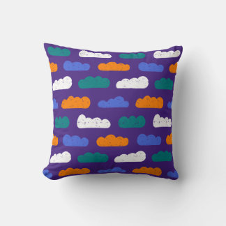 Textured Crayon Clouds on Royal Purple Cushion