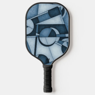 Textured Cyanotype Geometric Abstract Art Pickleball Paddle
