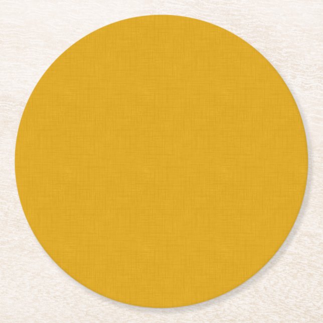 Textured  Dark Gold Round Paper Coaster (Front)