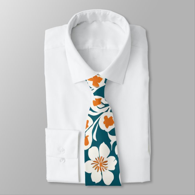 Textured Decorative Flowers Pattern Tie (Tied)