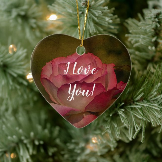 Textured Deep Pink Rose Ornament (Tree)