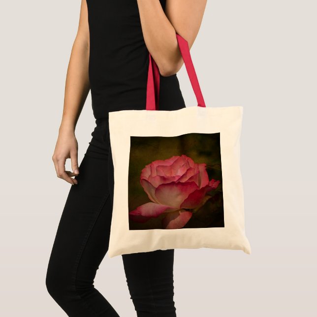 Textured Deep Pink Rose Tote Bag (Front (Product))