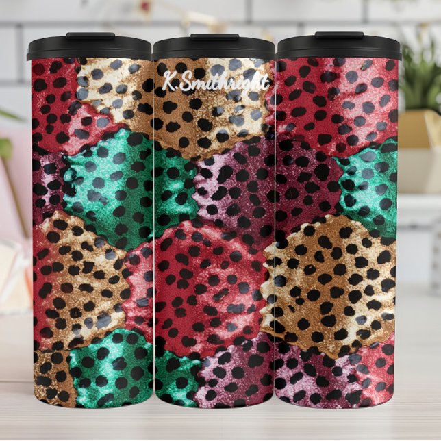 Textured Diagonal Animal Print Swirl Thermal Tumbler (Creator Uploaded)